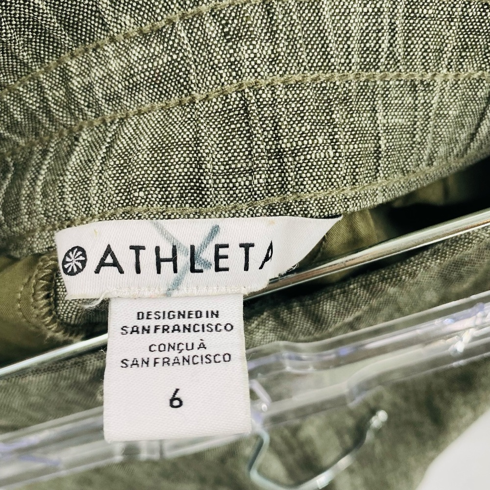 Athleta Voyager Linen Shorts Women’s Size 6 Aspen Olive Green - Picture 2 of 5